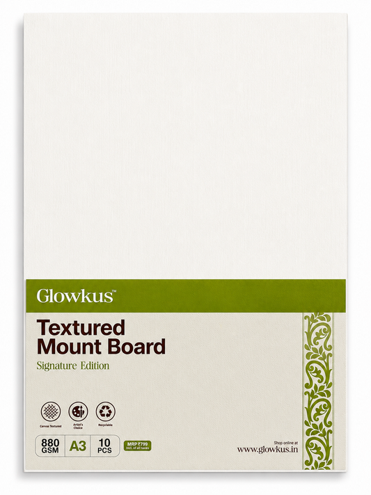 Canvas Textured Mount Board 880 GSM – Pack of 10 Sheets | Signature Edition