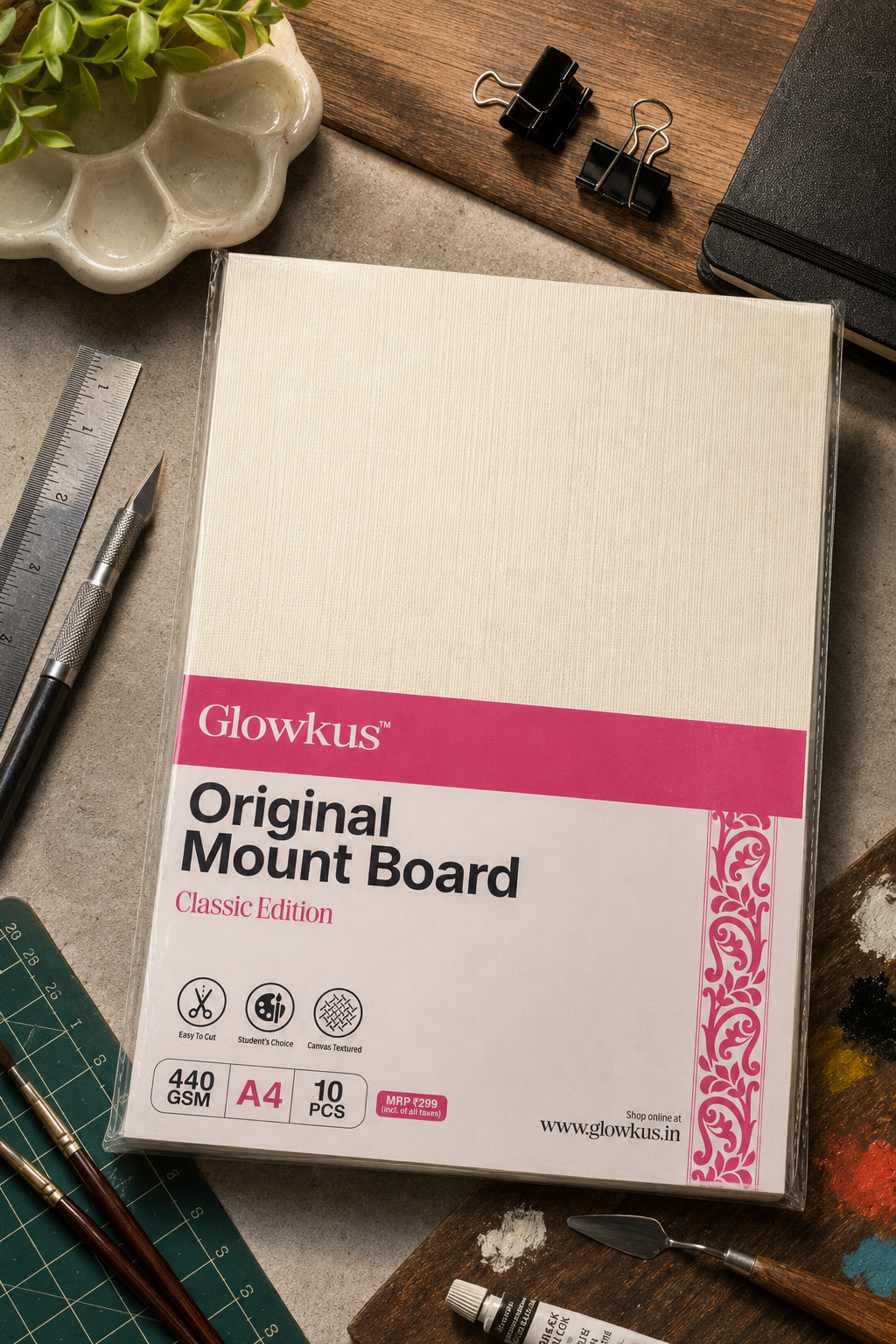 Canvas Textured Mount Board 440 GSM – Pack of 10 Sheets | Classic Edition