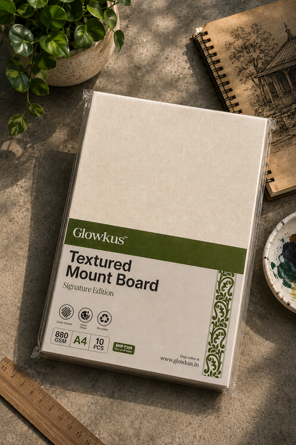 Canvas Textured Mount Board 880 GSM – Pack of 10 Sheets | Signature Edition