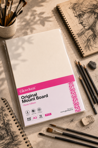 Canvas Textured Mount Board 440 GSM – Pack of 10 Sheets | Classic Edition