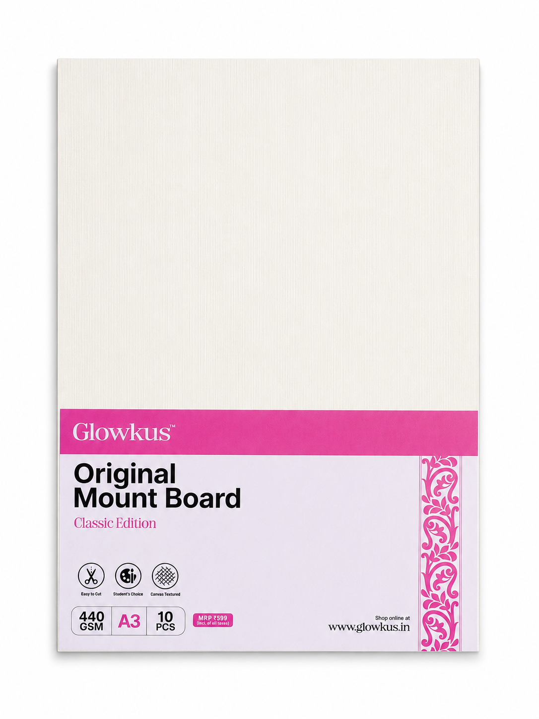 Canvas Textured Mount Board 440 GSM – Pack of 10 Sheets | Classic Edition